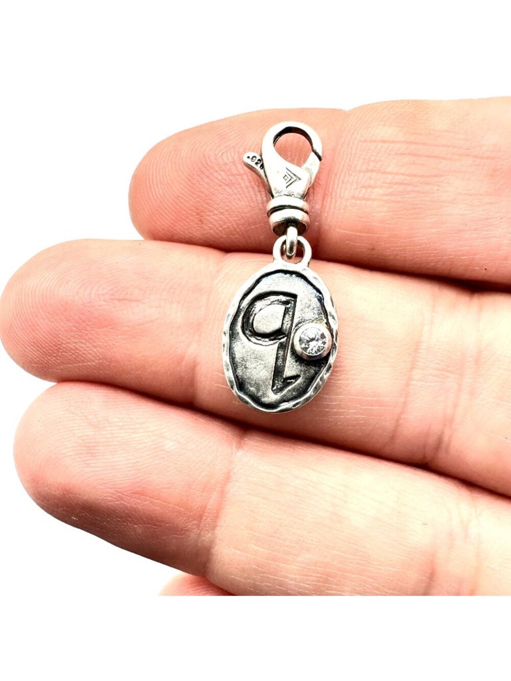 Silpada Womens Charm Sterling Silver Crystal Initial "Q" 4Bracelet Necklace Gift